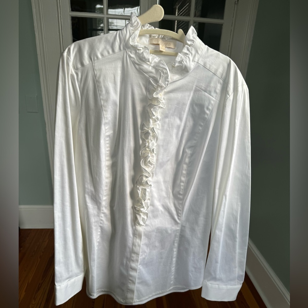 Etcetera White Ruffled Button Down Blouse - image 2